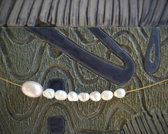 Minimalist Wedding Jewellery - Handmade Pearl Necklace. Wedding pearls, freshwater pearl, bridesmaid necklace, minimalist jewellery, mbpblue