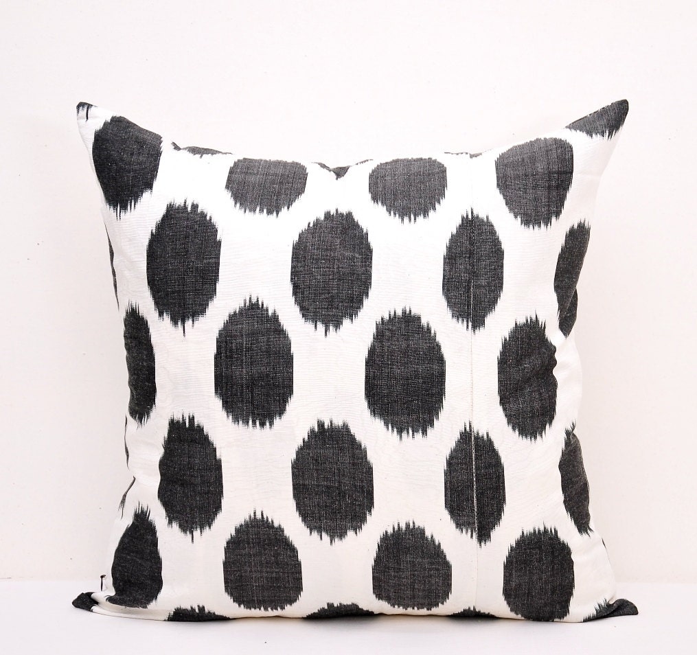 Black White Ikat Pillow Ikat Pillows Ikat cushion Polka Dot