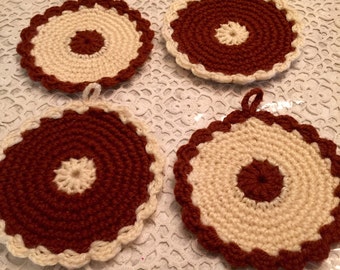 Vintage 1970's Handmade Potholders/Trivets Set of Four