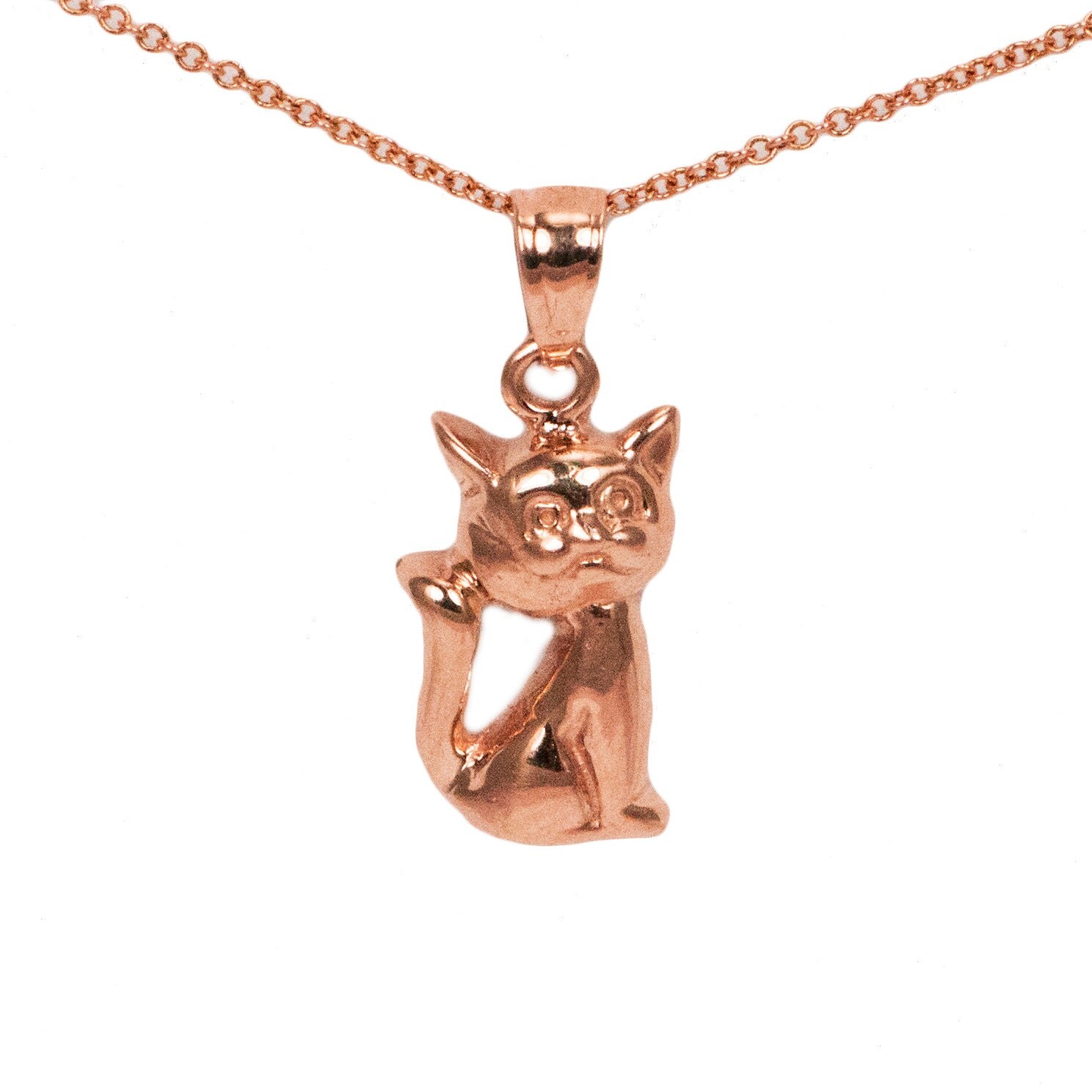 14k Rose Gold Cat Necklace