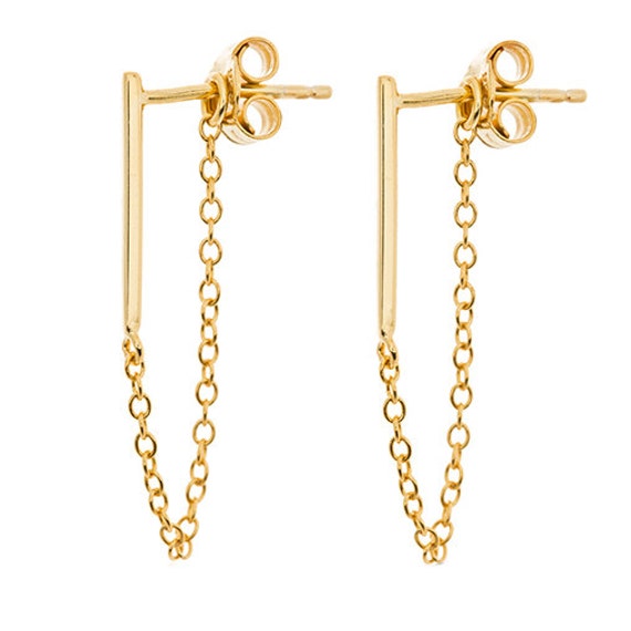 Chain earrings Gold plated chain earrings Minimal by BYLIAJEWELS