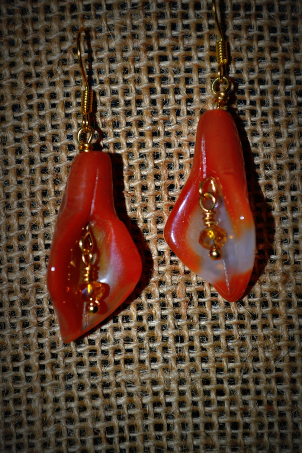 Carnelian earrings by Lifeofyourwardrobe on Etsy