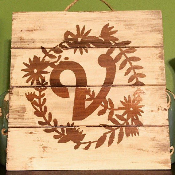 Items similar to Monogram Hanging Pallet Sign 10x10 Painted Sign Wall ...