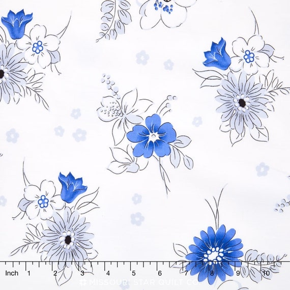 Quilting Treasures Midnight Bouquet White Fabric by Studio 8