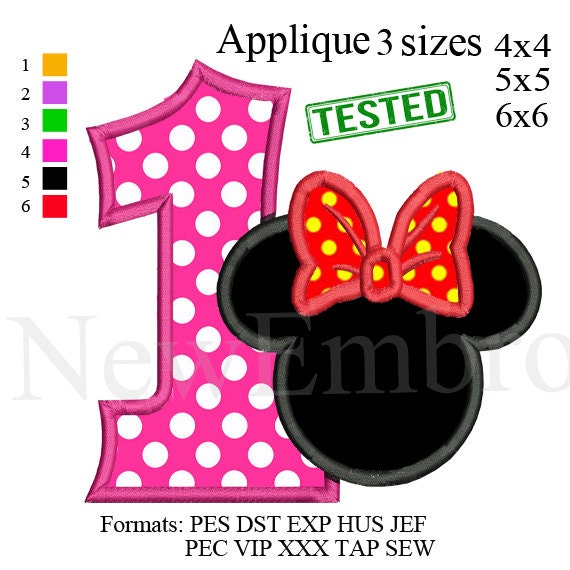 Minnie Mouse Number 1 Applique First Birthday By Newembro On Etsy