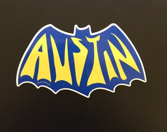 Austin Bat Sticker - Austin Texas - Vintage Batman Logo