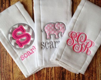 Monogram Burp Cloth Elephant EMBROIDERED