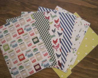 Set of Six Farmer's Market/Country Themed Dividers for Your A5 Sized Filofax