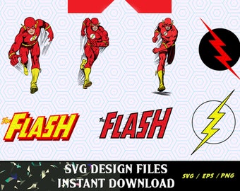 Super Hero The Flash SVG Logos and Super Hero Figures, SVG, PNG T Shirt Design for Silhouette Cameo Cut Files, Svg Print and Cut Files