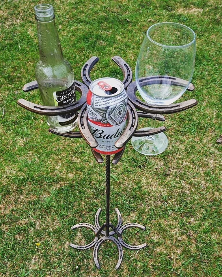 Rustic Indoor/Outdoor Horseshoe Drink holders Handmade