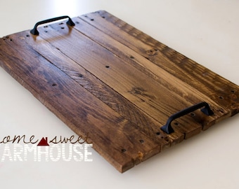 Rustic Wood Serving Tray, Decorative Tray, Farmhouse Style Tray, Distressed Wood Tray, Rustic Home Décor, Wedding Gift MADE TO ORDER