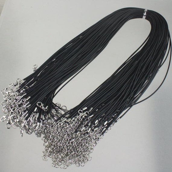 10 Black Necklace Cord 1.5mm 1820 inch adjustable BLACK