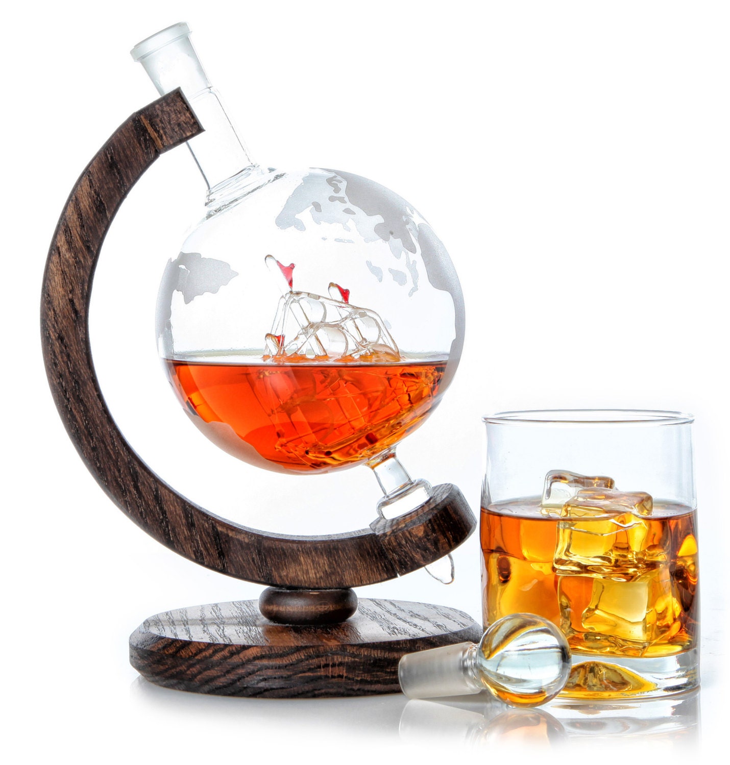 Etched Globe Whiskey Decanter 1000ml Glass by PrestigeDecanters