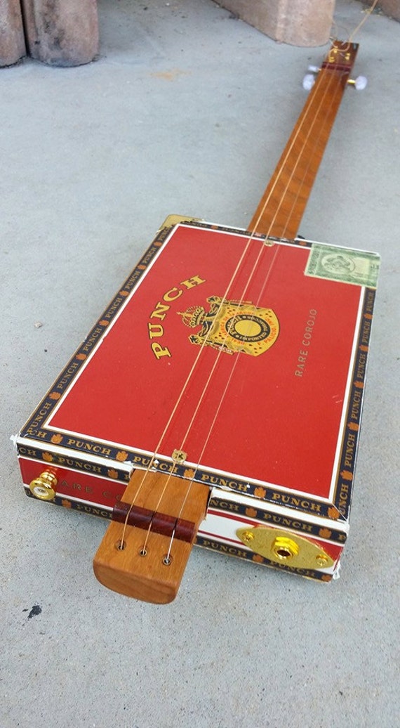The Cherry Punch 3String Fretless Electrified Cigar Box
