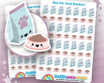 64 Cute Buy Pet Food Stickers, Filofax, Erin Condren, Happy Planner, Kawaii, Cute Sticker, UK
