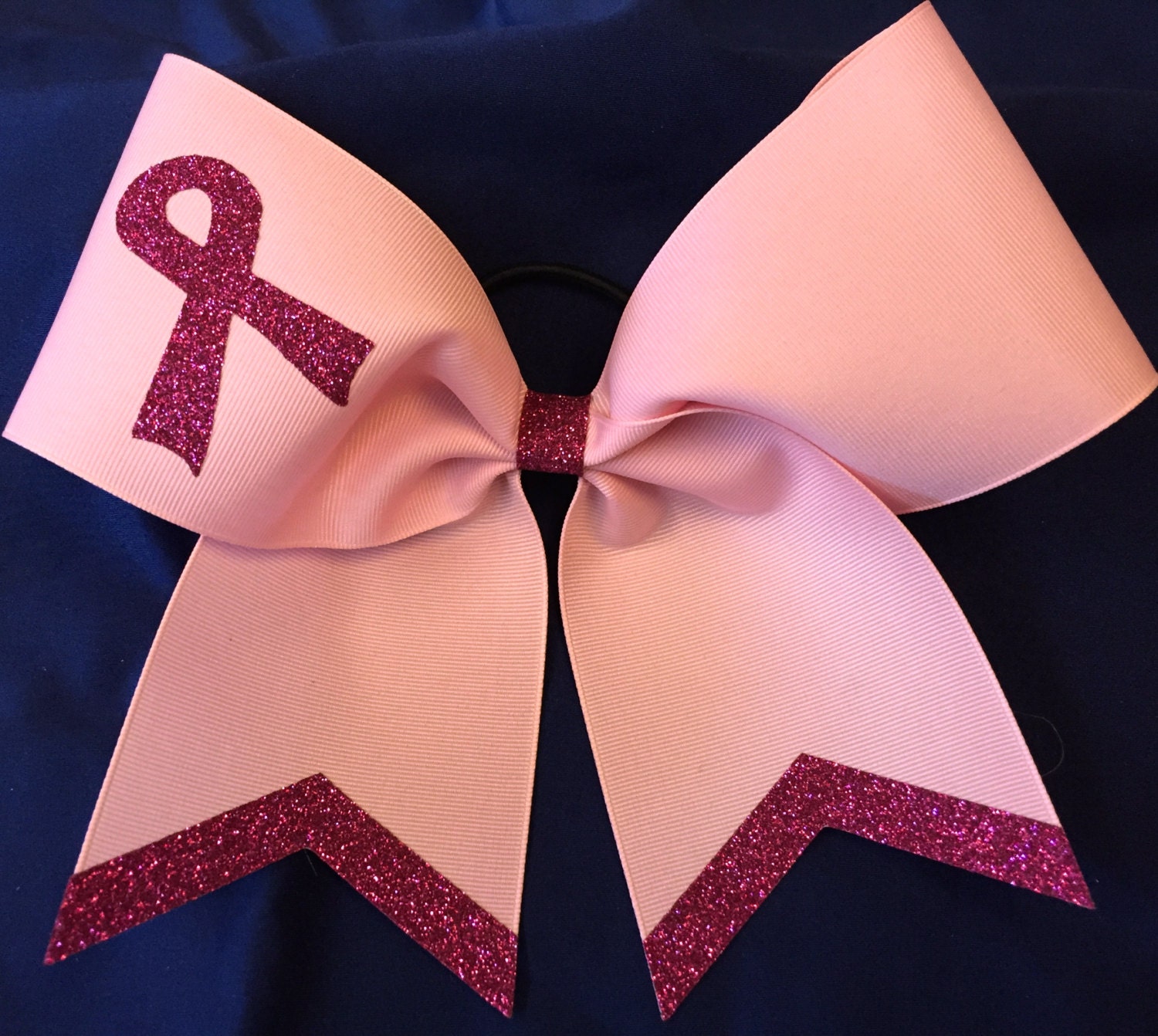 Pink Breast Cancer October Cheer Bow Custom Glitter Grosgrain