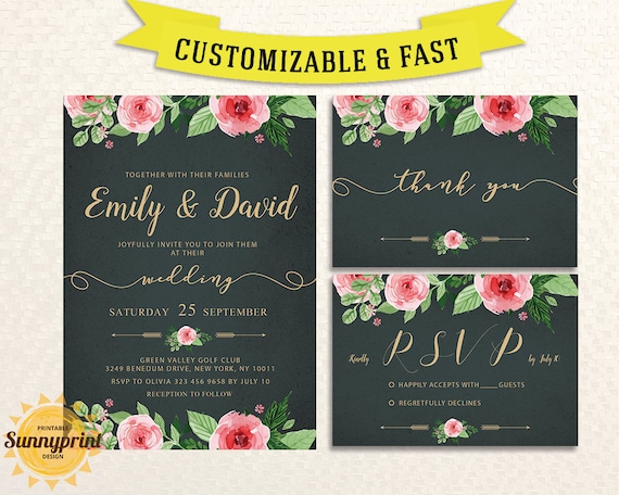 Printable wedding invitation template Wedding invitation