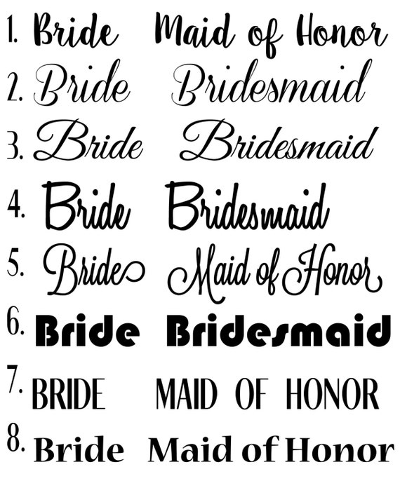 Bridesmaid Shirt Bundle Set of 5 Iron-On by ShimmerAndSwirls