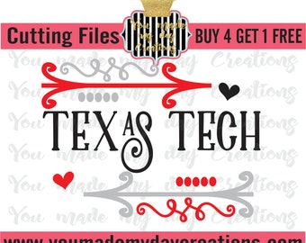 Buy 4 Get 1 Free*** Texas Tech SVG, png dxf, & eps Cutting Files Arrows Hearts Dots Sport Baseball Football sports Team