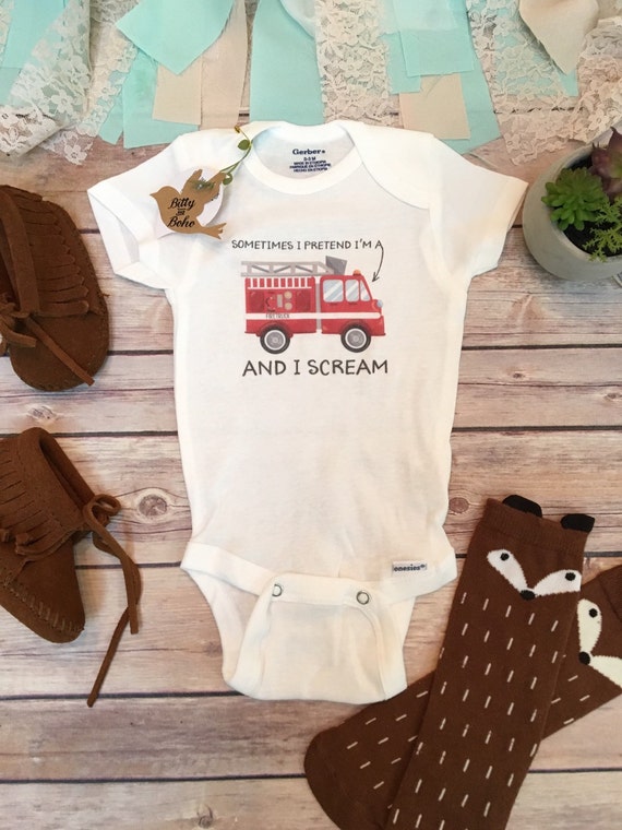 Firefighter Onesie® Baby Boy Clothes Baby Shower by BittyandBoho
