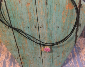 Layered Crystal Leather Choker