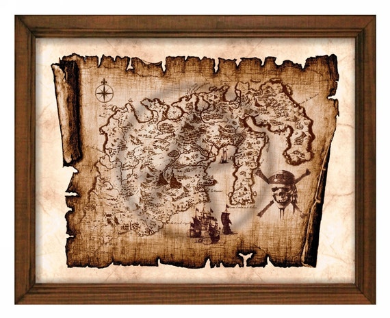 Lîle au Trésor de pirate carte affiche ancienne carte