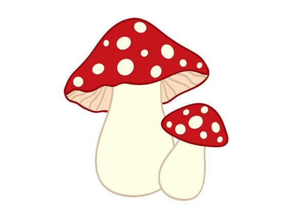Mushroom Clipart Digital Vector Colorful Mushrooms by TanitaArt