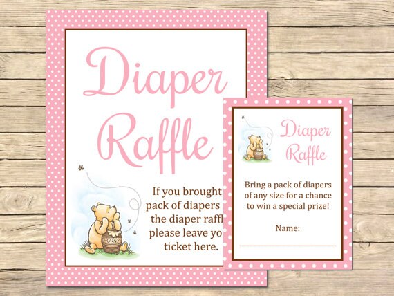 Winnie the Pooh Diaper Raffle Invitation by simplypstationery