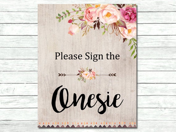 Boho Please Sign the Onesie Printable Sign Boho Onesie Sign