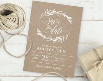 Rustic Save the Date Template Instant Download Wood String