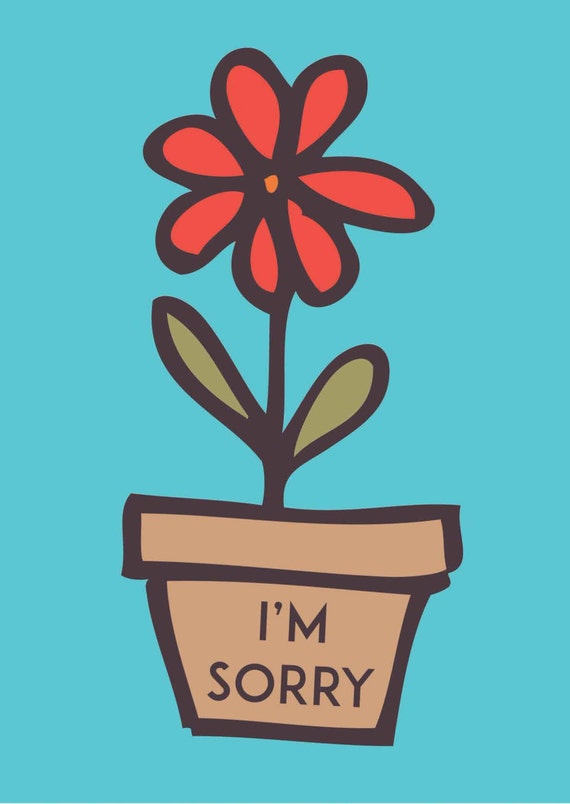 I'm Sorry Card Flower Apology Cute Pot Cartoon Art