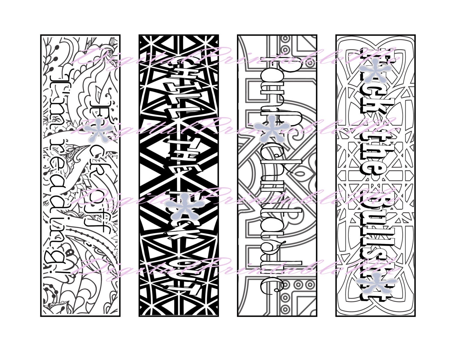 Download Printable Bookmark Swear Coloring Page book mark Mature adult