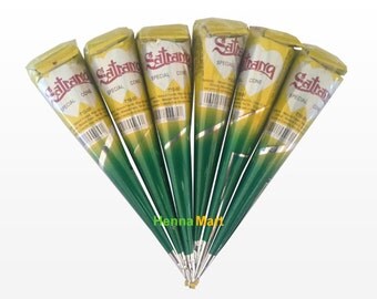 6 Natural Henna Cones Temporary Body Art Tattoo Ink Hina Mehandi Design DIY Kit
