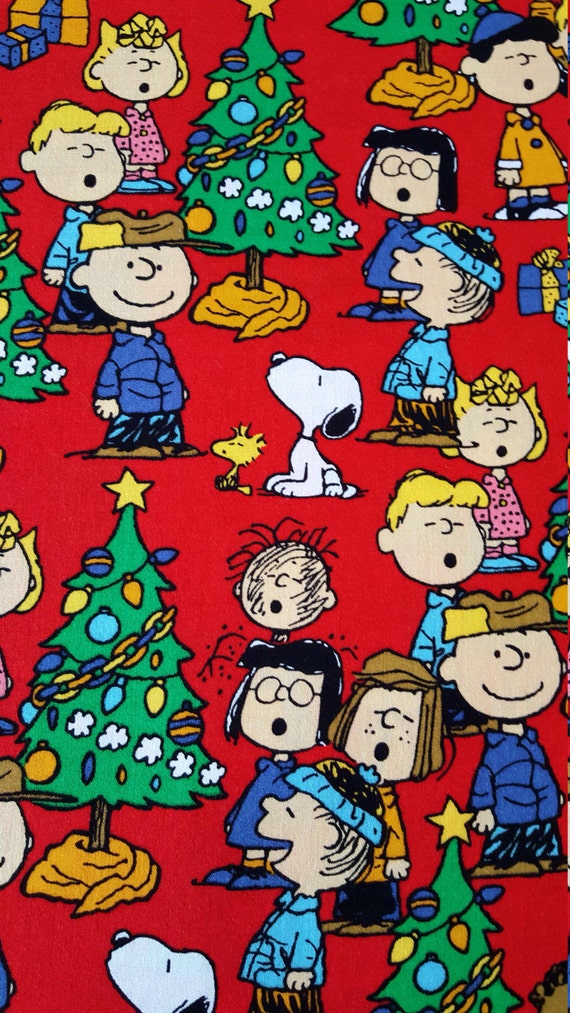Peanuts Christmas Cotton Fabric Half Yard United by DuzaBella