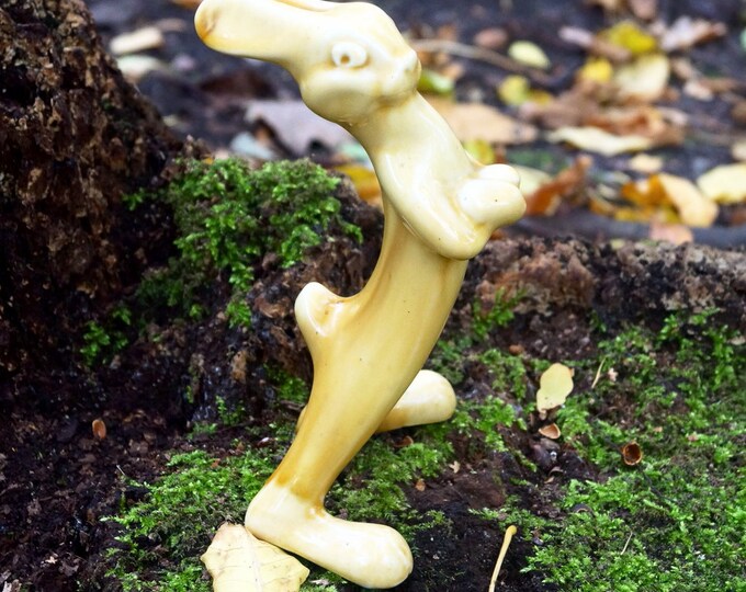 Vintage, ceramic figurine rabbit- antique statuette bunny- collectible large hare- Soviet ceramic figurine rabbit