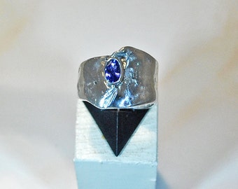Sterling silver ring with tanzanite setting