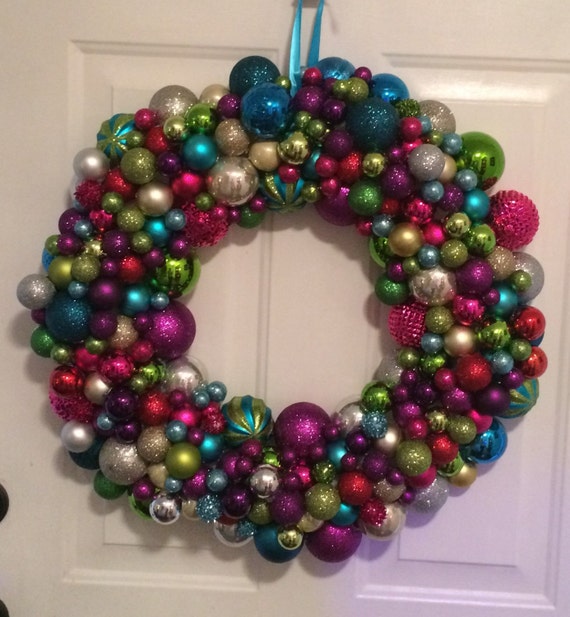 multi colored round ornament wreath multi colored round ornament wreath