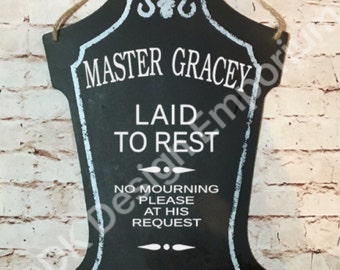Halloween Tombstone Decoration - Haunted Tombstone Wall Hanging - Mansion Door Hanger - Halloween Decor - Master Gracey Inspired