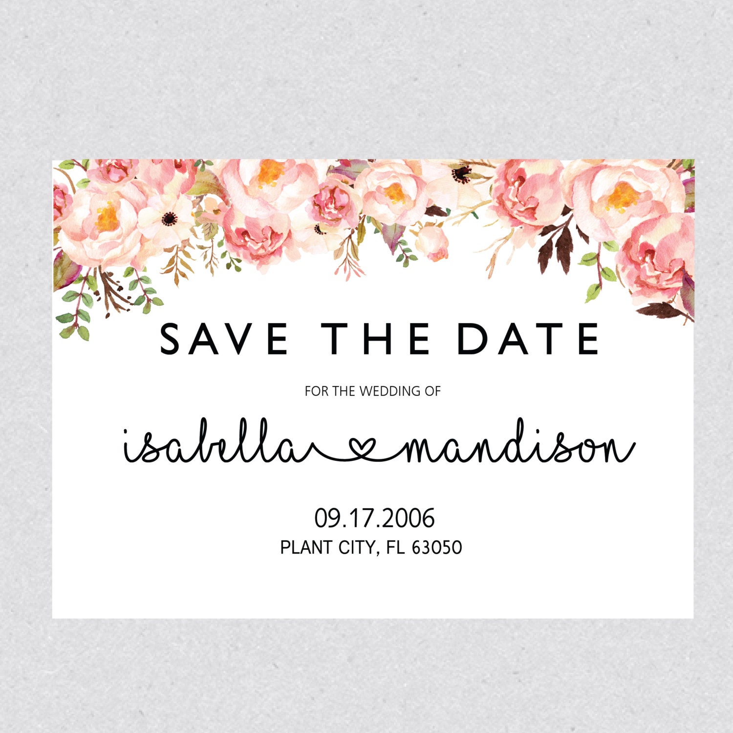 Printable Save The Date Template Card Floral Save The Date