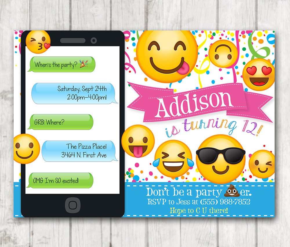 Emoji birthday invitation