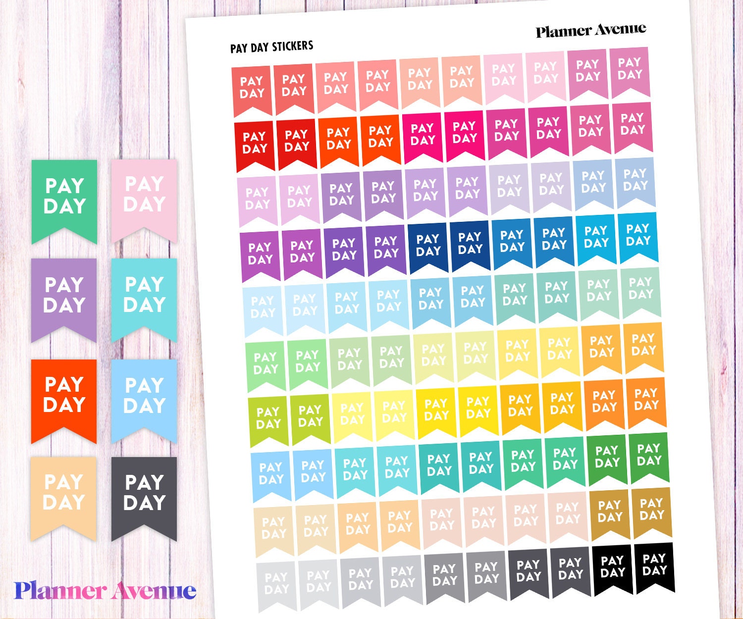 Pay Day Stickers Printable Planner Stickers Pay Day Flag