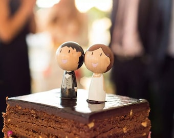 Custom Handpainted Kokeshi Dolls Wedding Cake Topper