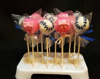 Gender Reveal, baseball's and bows! Cake pops. (Order of 13)
