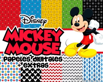 Mickey Mouse digital papers + Extras
