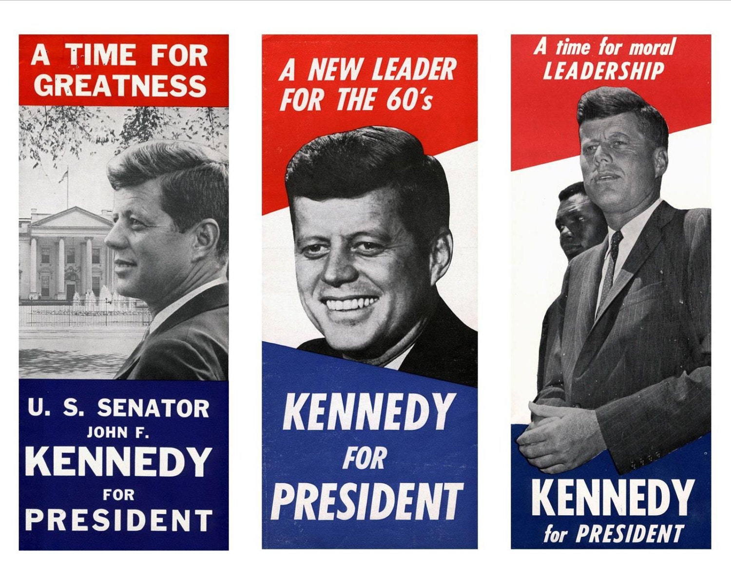 John F. Kennedy Presidential Campaign Posters 3 on 1 Print