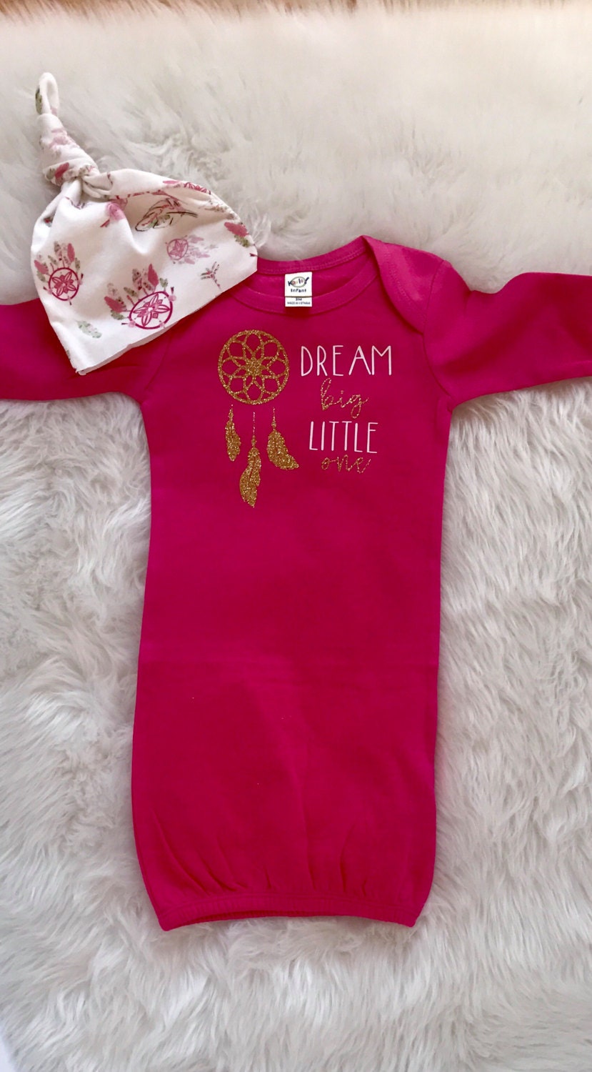 Baby girl gown/sleeper gown/ newborn sleeper/ pink gown