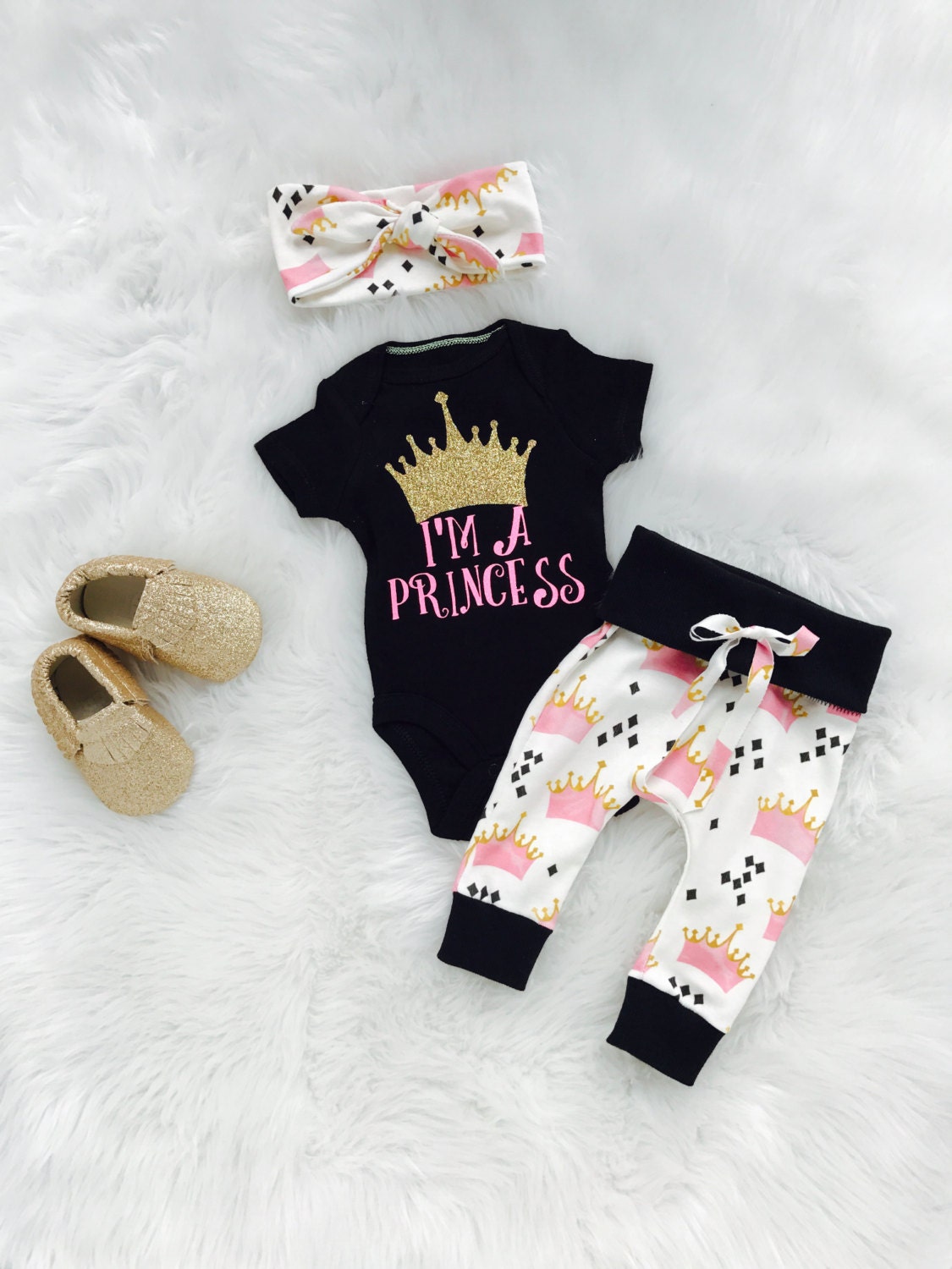 newborn home outfit.princess onesie/pink