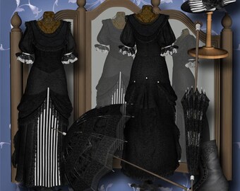 Vintage Noir Dress Mirror Dress Form Graphic Download 300dpi