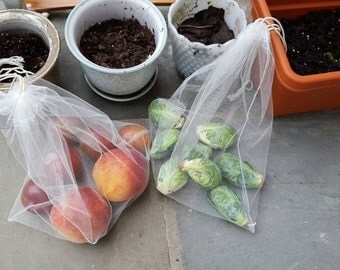 Pack of 5 Produce Bags, Reusable Drawstring Grocery Bags for Produce, Replaces plastic bags