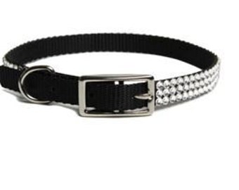 BLACK TAIL BOW HEART SWAROVSKI DOG COLLAR